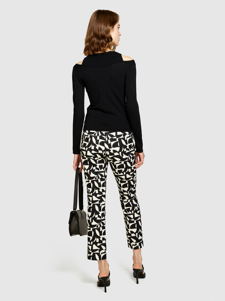 Sweater with porthole - women's crew neck sweaters - Black | Sisley image number 3